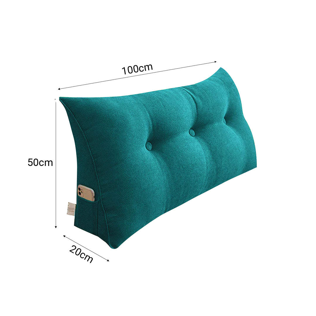 SOGA 2X 100cm Blue Green Triangular Wedge Bed Pillow Headboard Backrest Bedside Tatami Cushion Home Decor