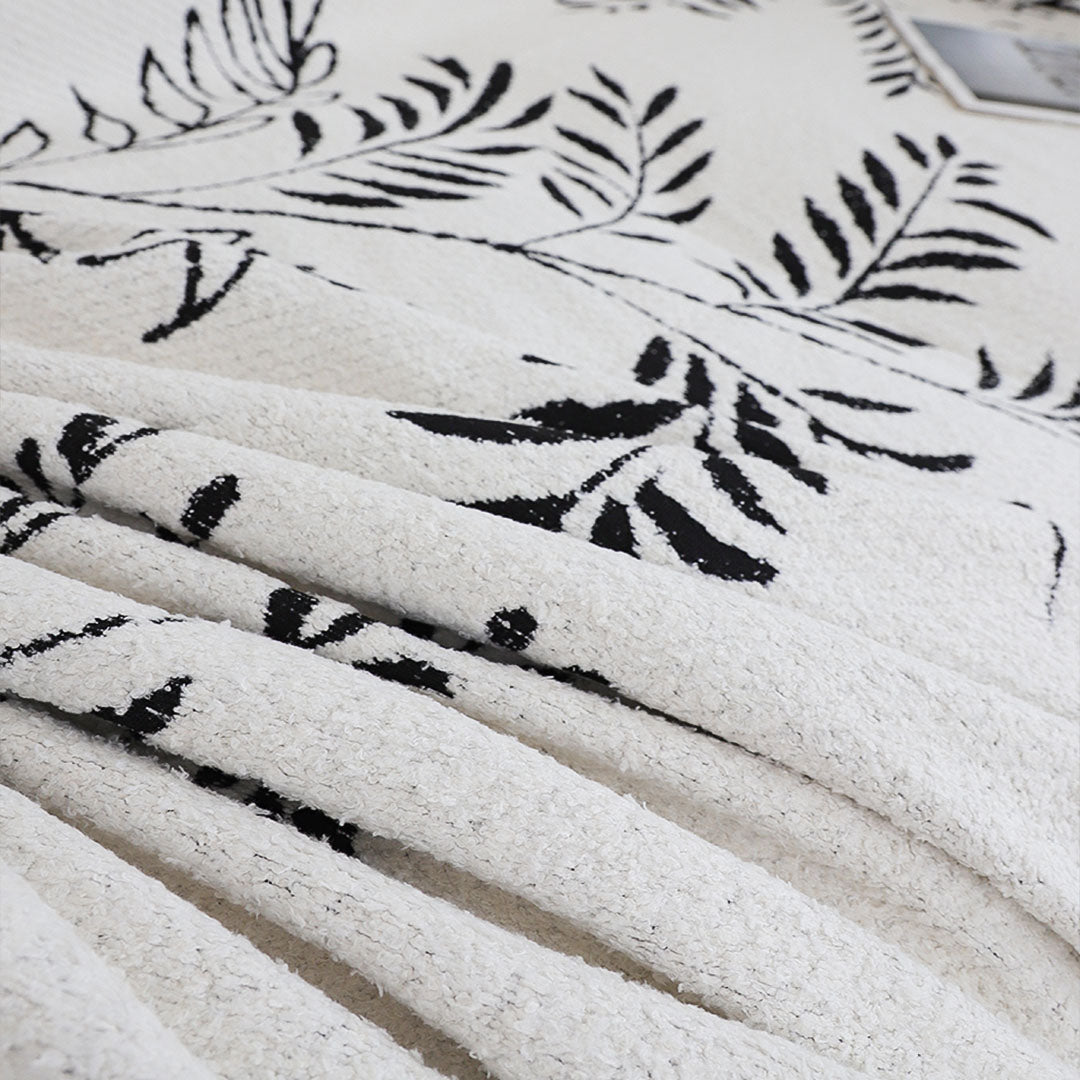 SOGA Two-seater White Sofa Cover Leaf Print 180x260cm Polyester