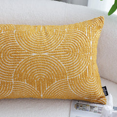 SOGA 2X 35cm Mustard Yellow Throw Pillow Geometric Indoor and Outdoor Corded for Home Decor