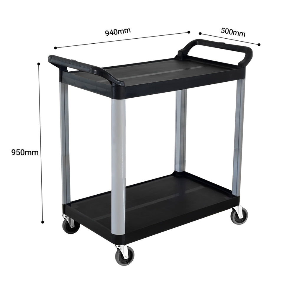 SOGA 2 Tier Multifunctional Utility Cart 950x500x940mm Black