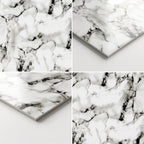 SOGA Peel & Stick Floor and Wall Tiles 30 x 60cm 10 Pack Black White Faux Marble