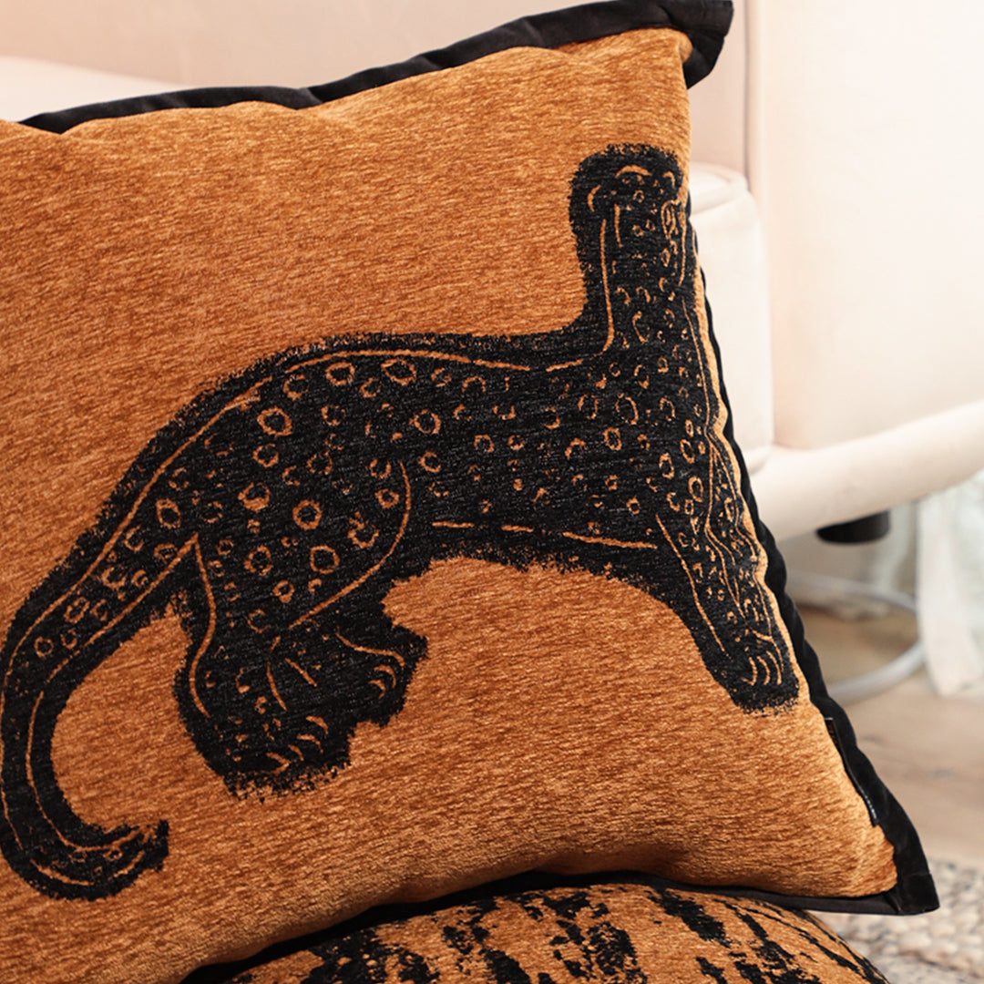 SOGA 45cm Stylish Golden Yellow Black Leopard Pattern Throw Pillow
