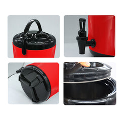 SOGA 2X 18L Stainless Steel Insulated Milk Tea Barrel Hot and Cold Beverage Dispenser Container with Faucet Red