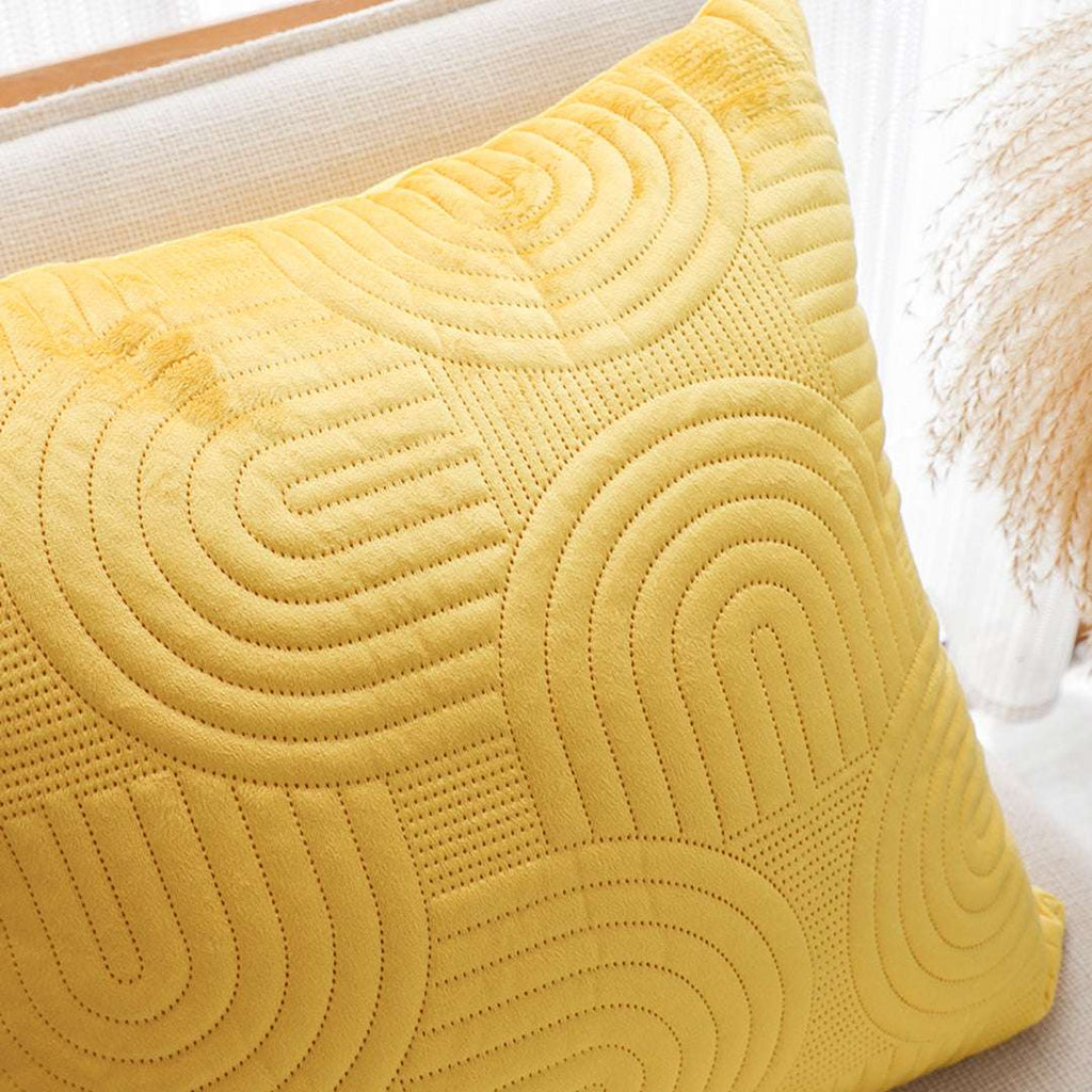SOGA 2X 50cm Yellow Textured Geometric Pattern Decorative Throw Pillow $ 119