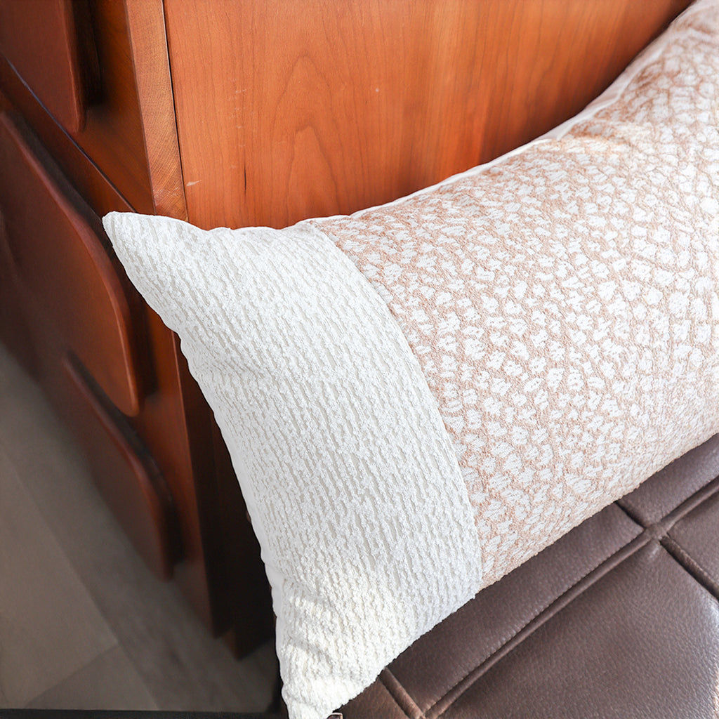 SOGA 35cm Contemporary Beige Two-Tone Block Design Throw Pillow