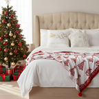 SOGA Christmas Bundle – Red Christmas Tree Fleece Throw & White Festive Holiday Pillows $ 215