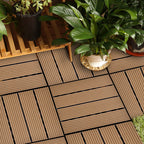 SOGA 2X 11 pcs Coffee DIY Wooden Composite Decking Tiles Garden Outdoor Backyard Flooring Home Decor