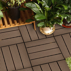 SOGA 11 pcs Dark Chocolate DIY Wooden Composite Decking Tiles Garden Outdoor Backyard Flooring Home Decor