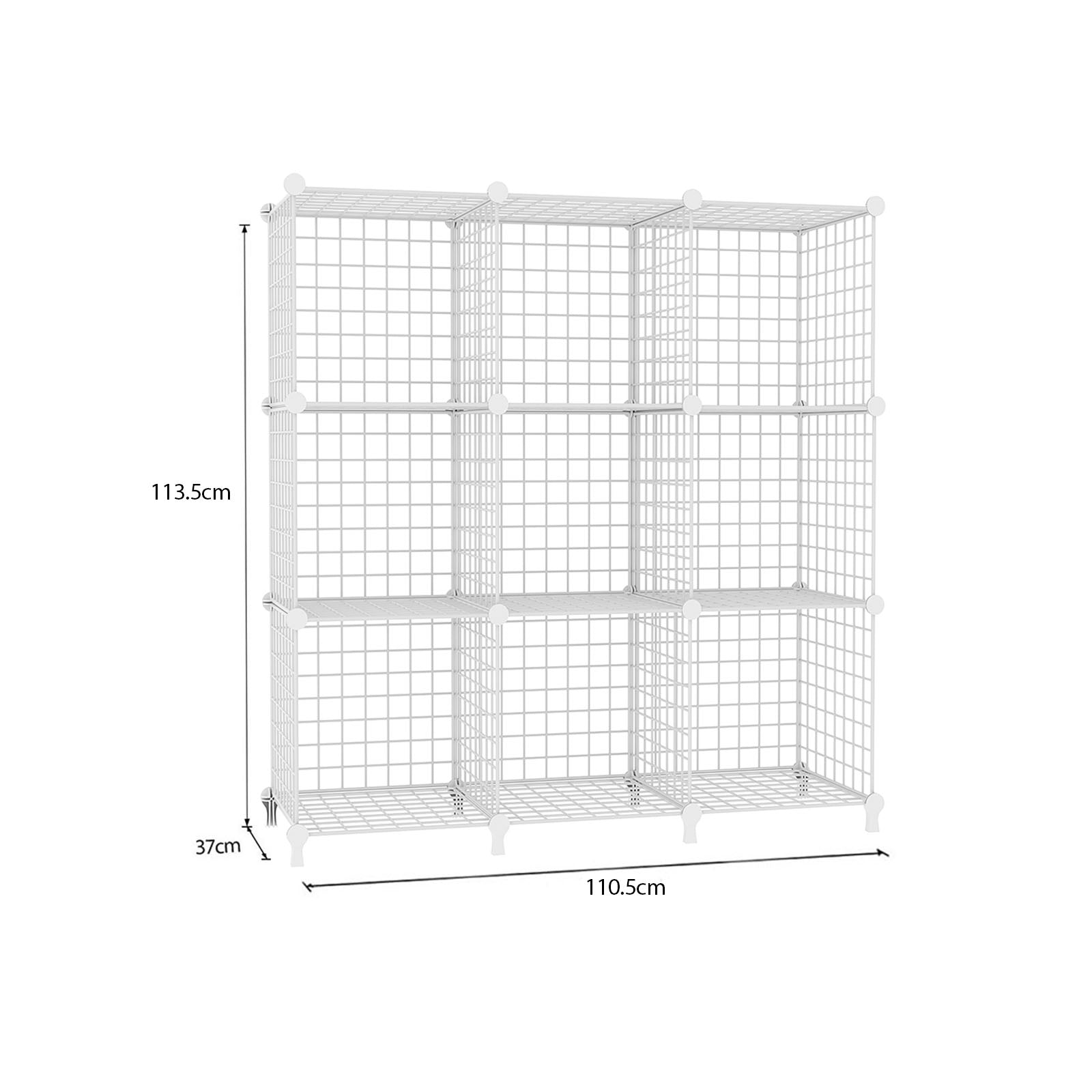 SOGA White Portable 9-Cube 3 Column Storage Organiser Foldable DIY Modular Grid Space Saving Shelf