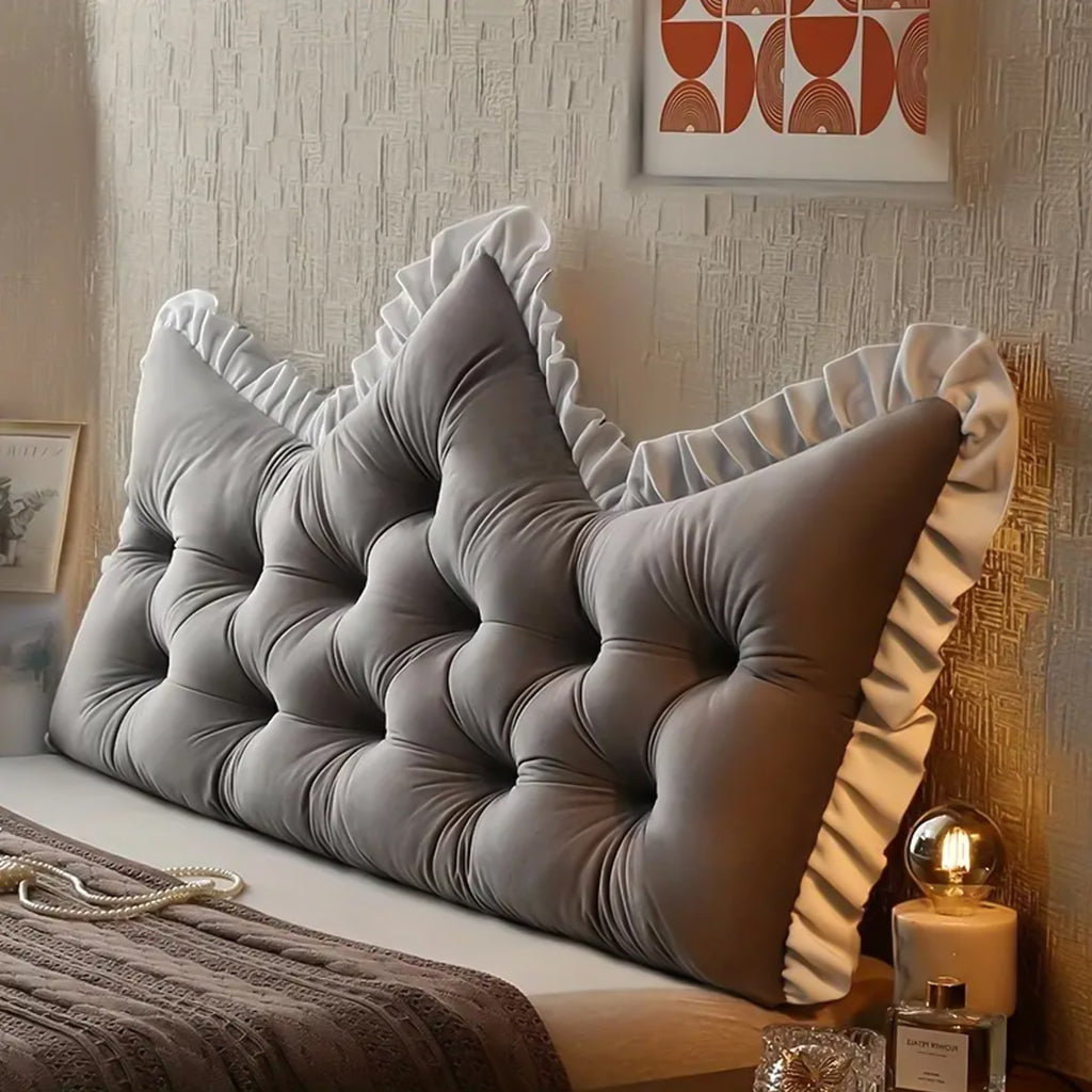 SOGA 2x150cm Crown Pillows Tufted Grey Headboard Cushion Set