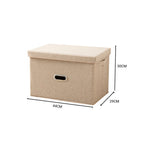 SOGA 2X Beige Large Foldable Canvas Storage Box Cube Clothes Basket Organiser Home Decorative Box