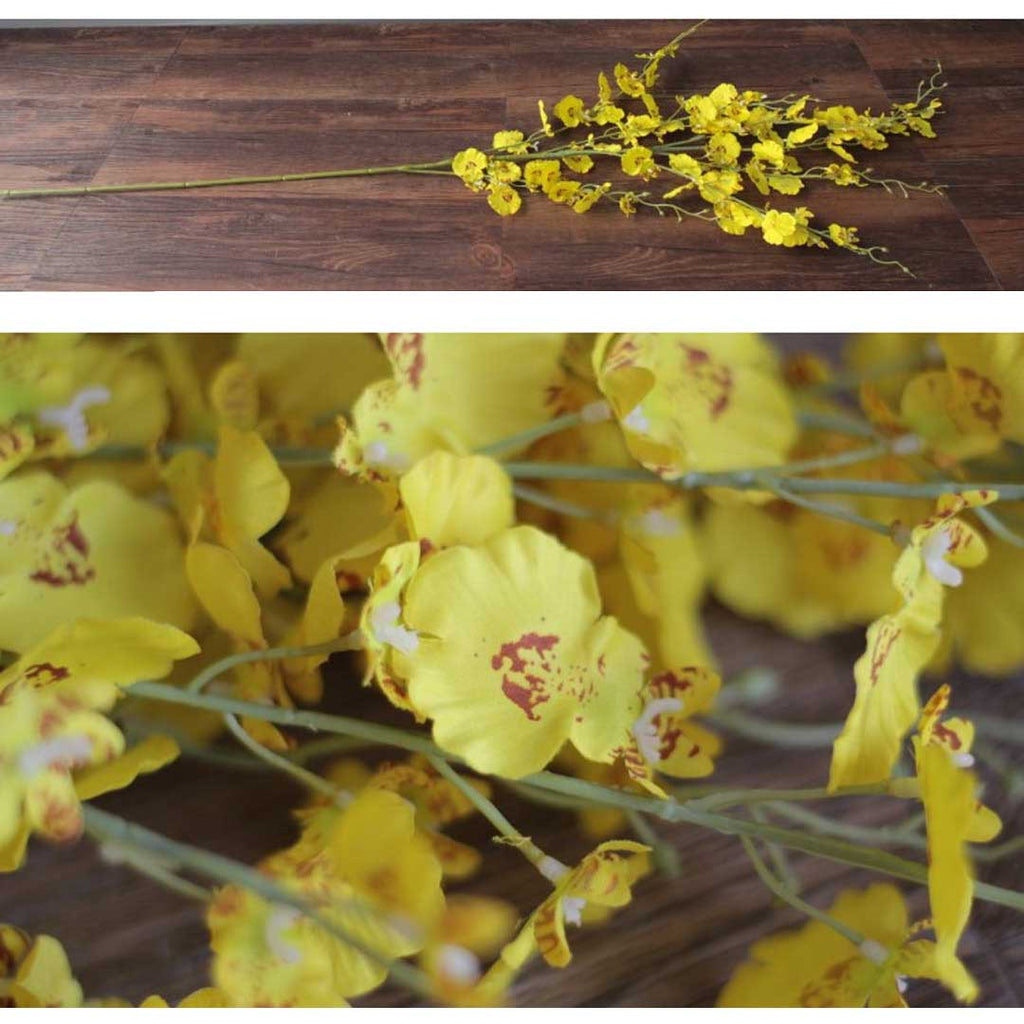 SOGA 10pcs Artificial Silk Flower Fake Orchid Bouquet Table Decor Yellow