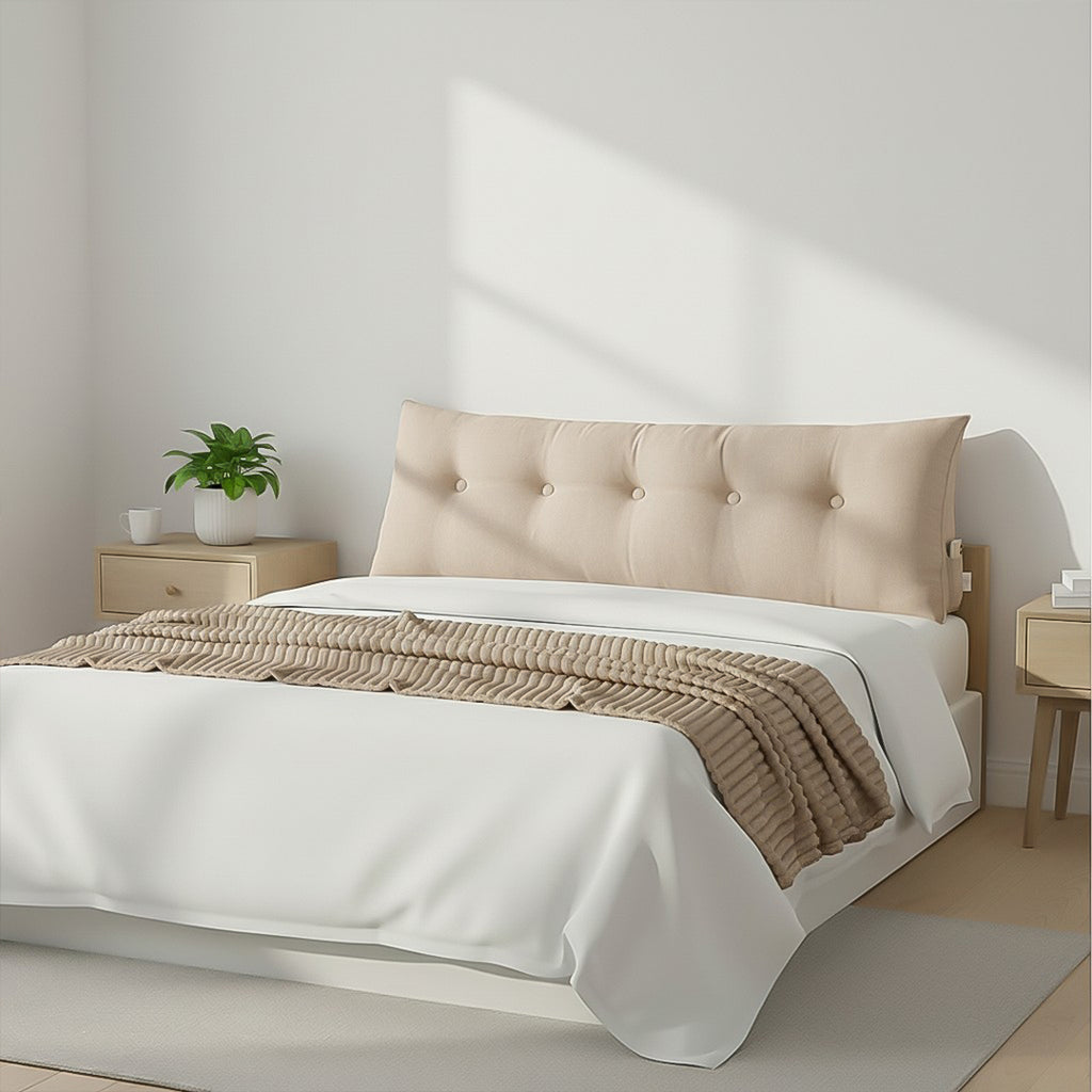 SOGA Home & Living Bundle – Beige Triangular Wedge Bed Pillow & Light Brown Flannel Throw