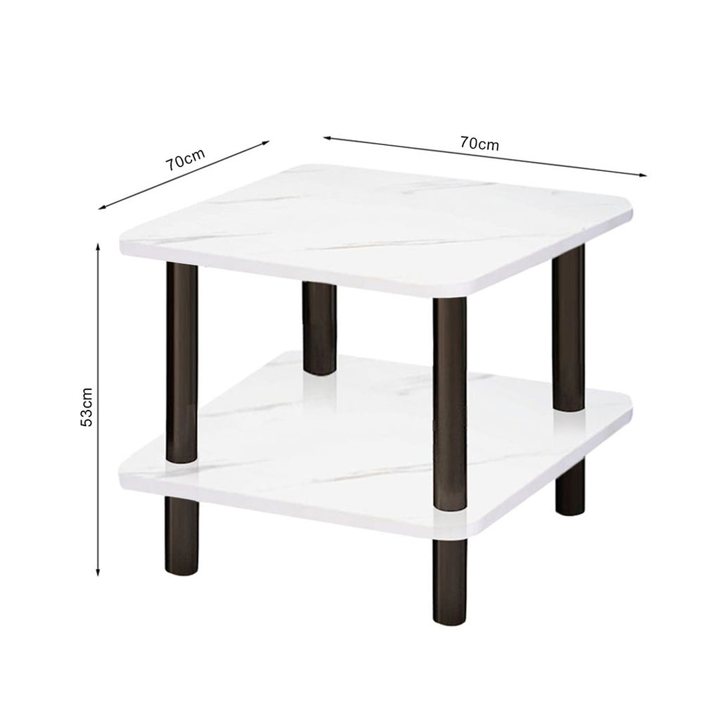 SOGA 70cm White Ceramic Table Stone Pattern Modern Design with Black Legs