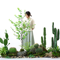 SOGA 95cm Green Artificial Indoor Cactus Tree Fake Plant Simulation Decorative 2 Heads