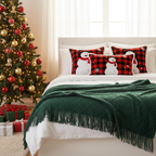 SOGA Christmas Bundle – Red Snowman Pillows & Green Diamond Knitted Throw Blanket $ 218
