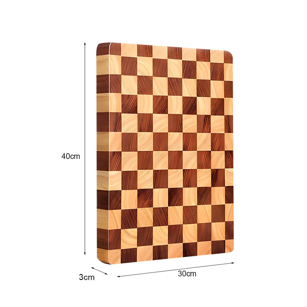 SOGA 40cm Premium Checkered Pattern Wooden Multi-Wood Cutting Board