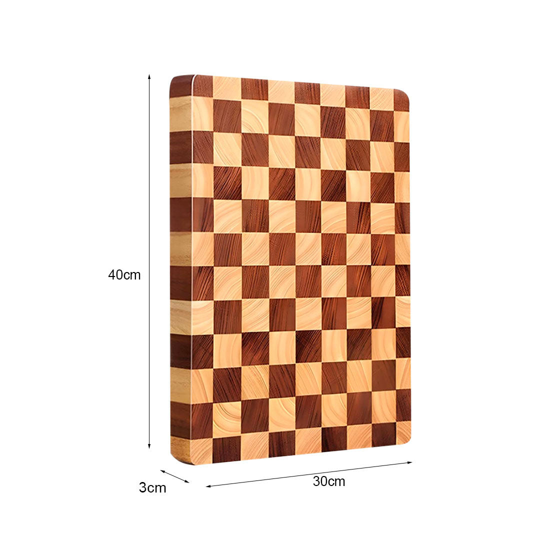 SOGA 40cm Premium Checkered Pattern Wooden Multi-Wood Cutting Board