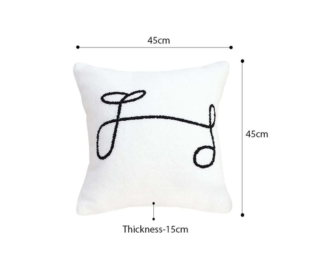 SOGA 45cm Minimalist White Script Letter Embroidered Throw Pillow