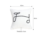 SOGA 45cm Minimalist White Script Letter Embroidered Throw Pillow
