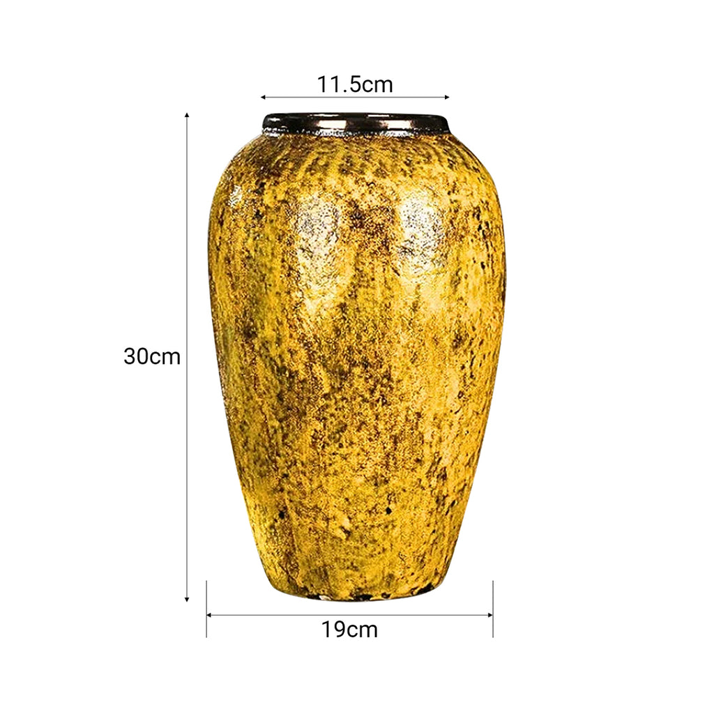 SOGA 30x19cm Yellow Medium Ceramic Flower Vase Elegant Living Room Home Decor