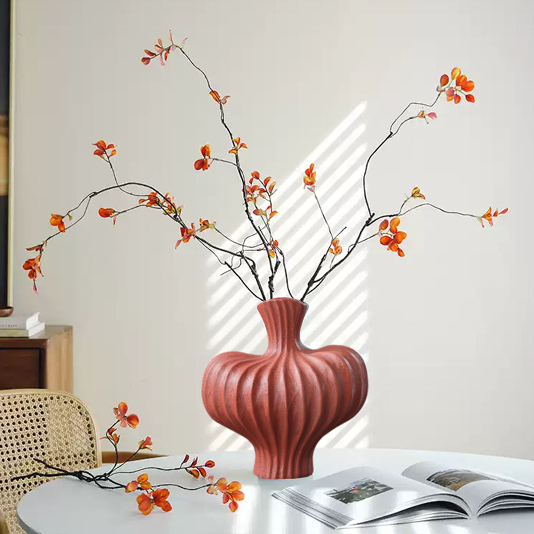 SOGA 25X24cm Ornament Matte Red Small Vases Countertop Decoration Accessories Porch Crafts Home Decor