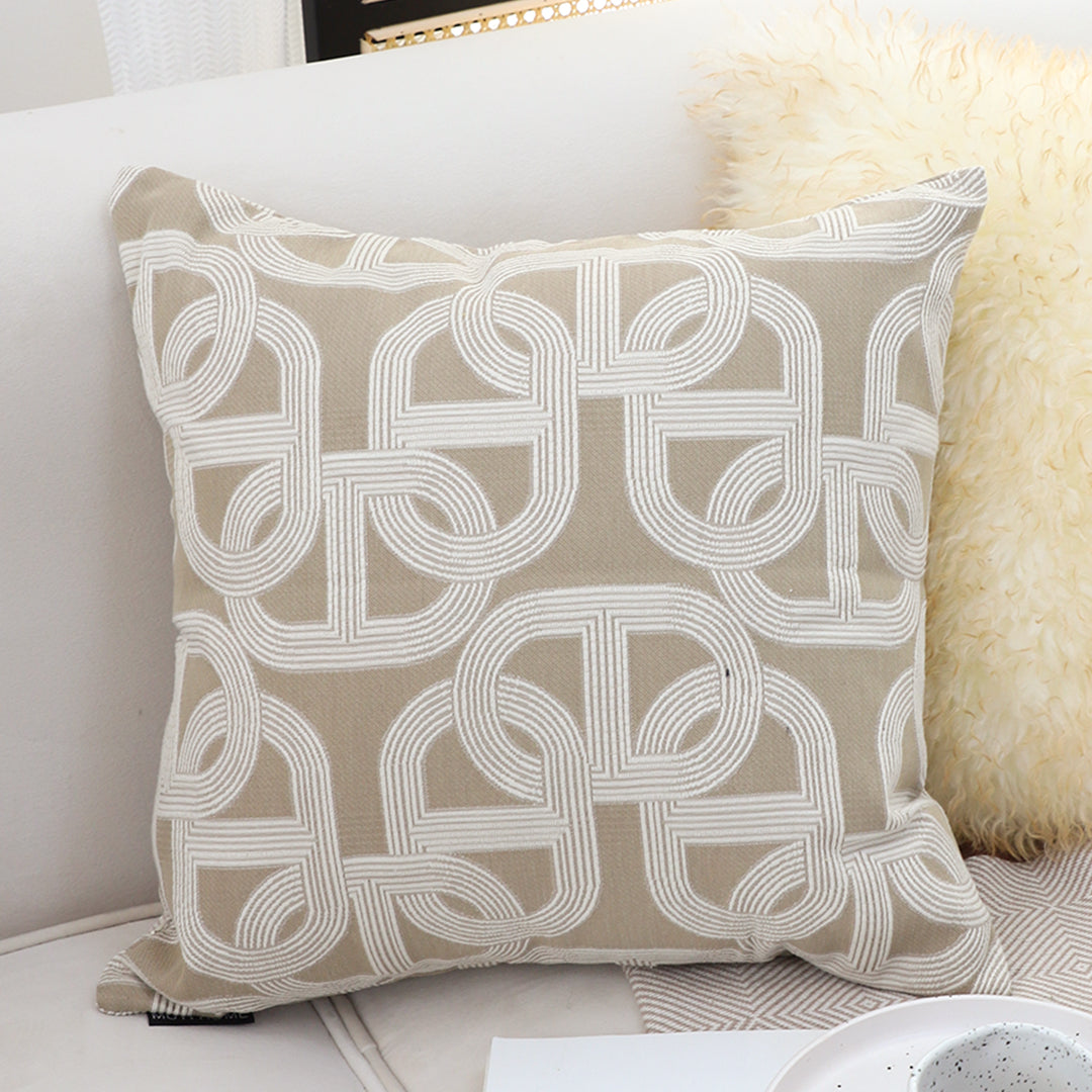 SOGA 50cm Throw Pillow Beige Interlocking Geometric Pattern Modern Accent for Home Décor