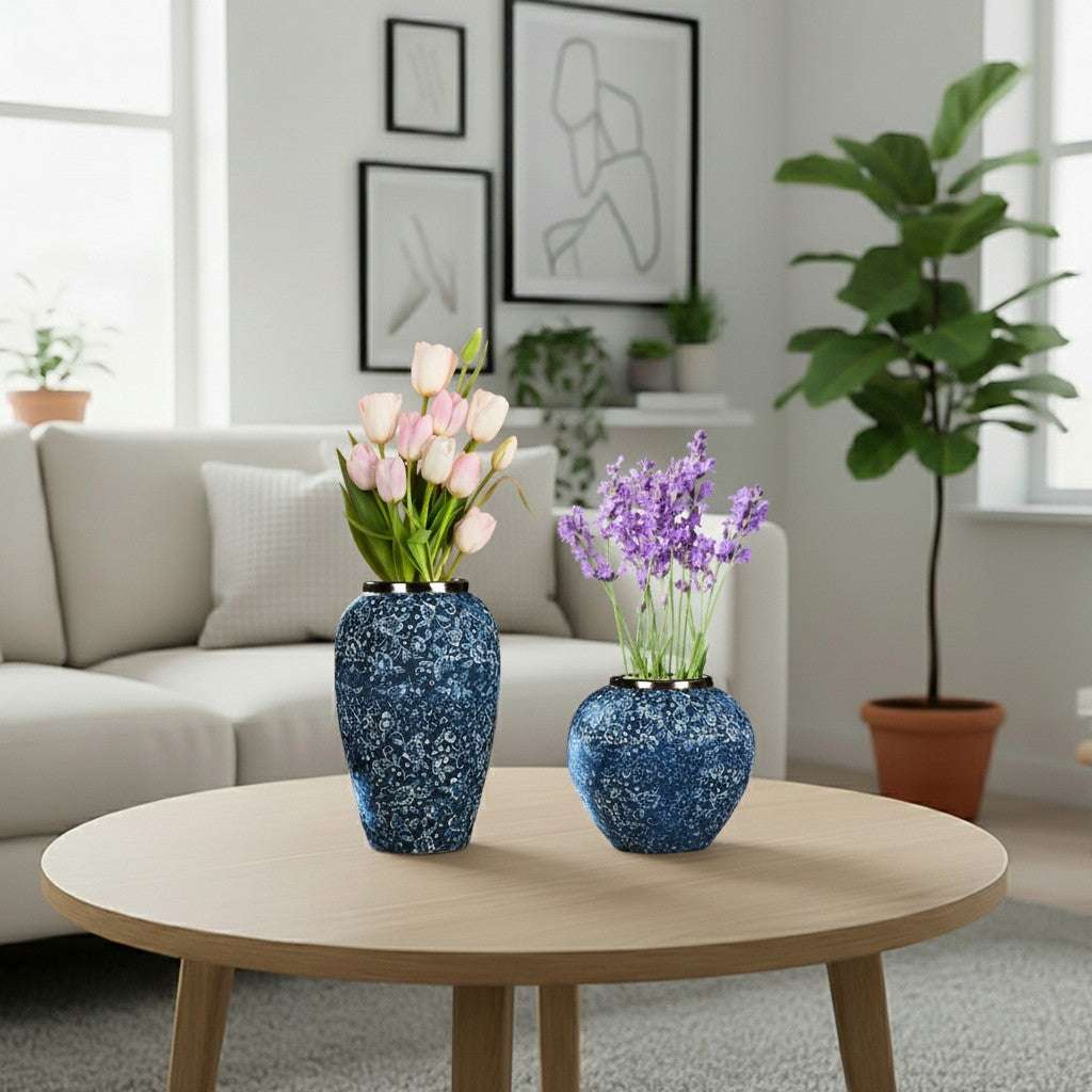 SOGA Home & Living Bundle – Blue with White Mini Floral Ceramic Vases for Elegant Home Decor $ 161