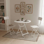 SOGA Home & Living Bundle – White Folding Dining Table & 2 Foldable Chairs for Home Decor $ 0