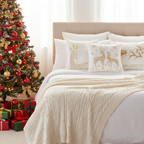 SOGA Christmas Bundle – White Chenille Throw Blanket & Festive Gold Accent Holiday Pillows $ 312