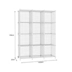 SOGA White Portable 12-Cube 3 Column Storage Organiser Foldable DIY Modular Grid Space Saving Shelf