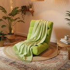 SOGA Home & Living Bundle – Green Acrylic Knitted Throw Blanket & Green Floor Recliner Sofa $ 0