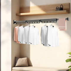SOGA 127.5cm Wall-Mounted Clothing Dry Rack Retractable Space-Saving Foldable Hanger