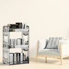 SOGA 2X 38x24cm Clear 3 Tier Bookshelf & Cosmetic Storage Organizer Trolley Rack