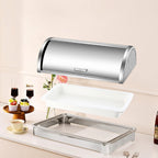 SOGA 59x38.5cm Silver Color Ceramic Serving Bowl Chafing Dish for Kitchen Essential