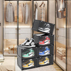 SOGA 2X 2 Tier Transparent Portable Shoe Organiser Sneaker Footwear Folding Plastic Bin Stackable Storage Box with Magnetic Door