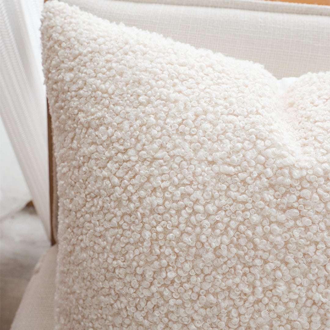 SOGA Boucle Textured Cushion 50cm Cream White Soft Cozy Decorative Throw Pillow $ 61