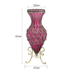 SOGA 67cm Purple Glass Tall Floor Vase with Metal Flower Stand