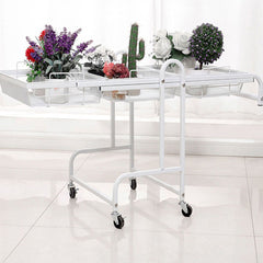 SOGA 2X 3 Tier Steel White Adjustable Kitchen Cart Multi-Functional Shelves Storage Organizer with Wheels