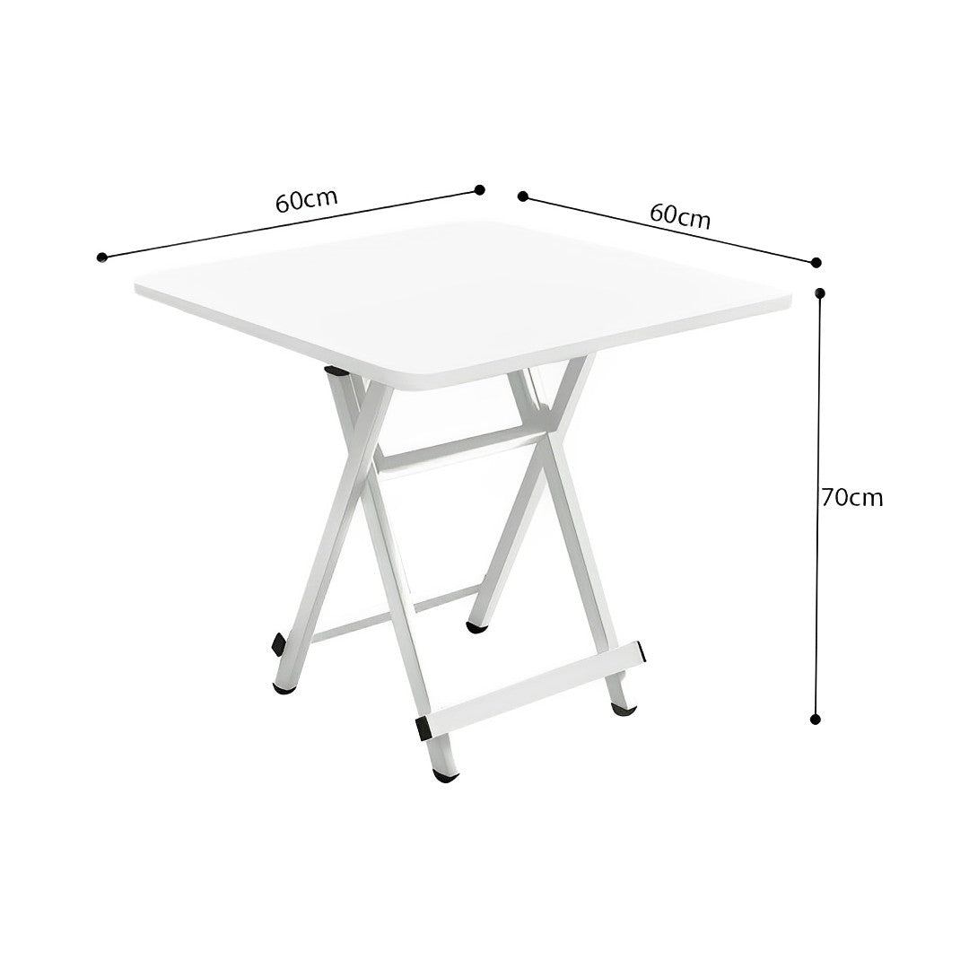 SOGA White Dining Table Portable Square Surface Space Saving Folding Desk with Lacquered Legs  Home Decor
