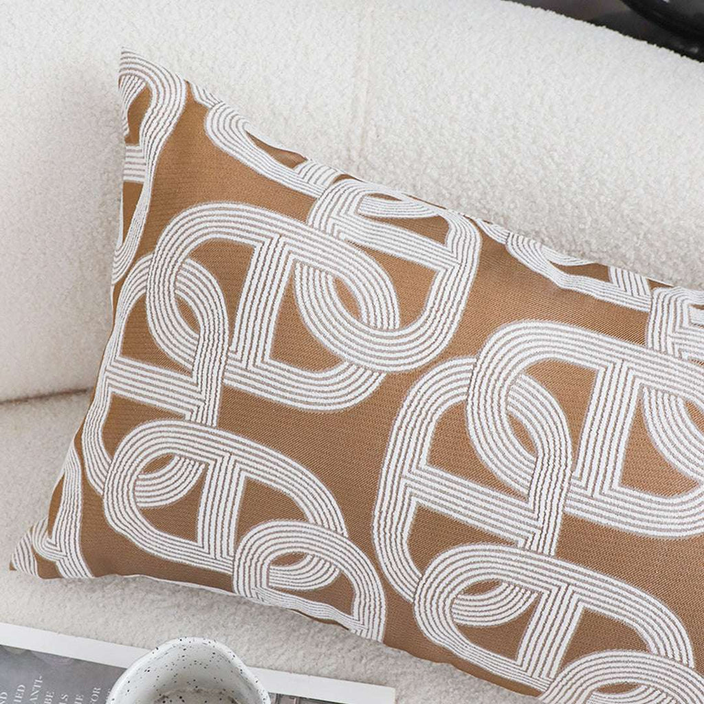 SOGA 2X 35cm Artistic Camel Brown White Geometric Pattern Throw Pillow $ 142