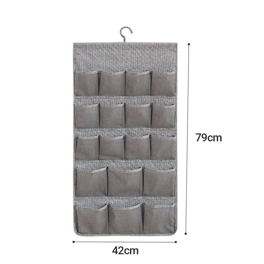 SOGA 2X Grey Double Sided Hanging Storage Bag Underwear Bra Socks Mesh Pocket Hanger Home Organiser