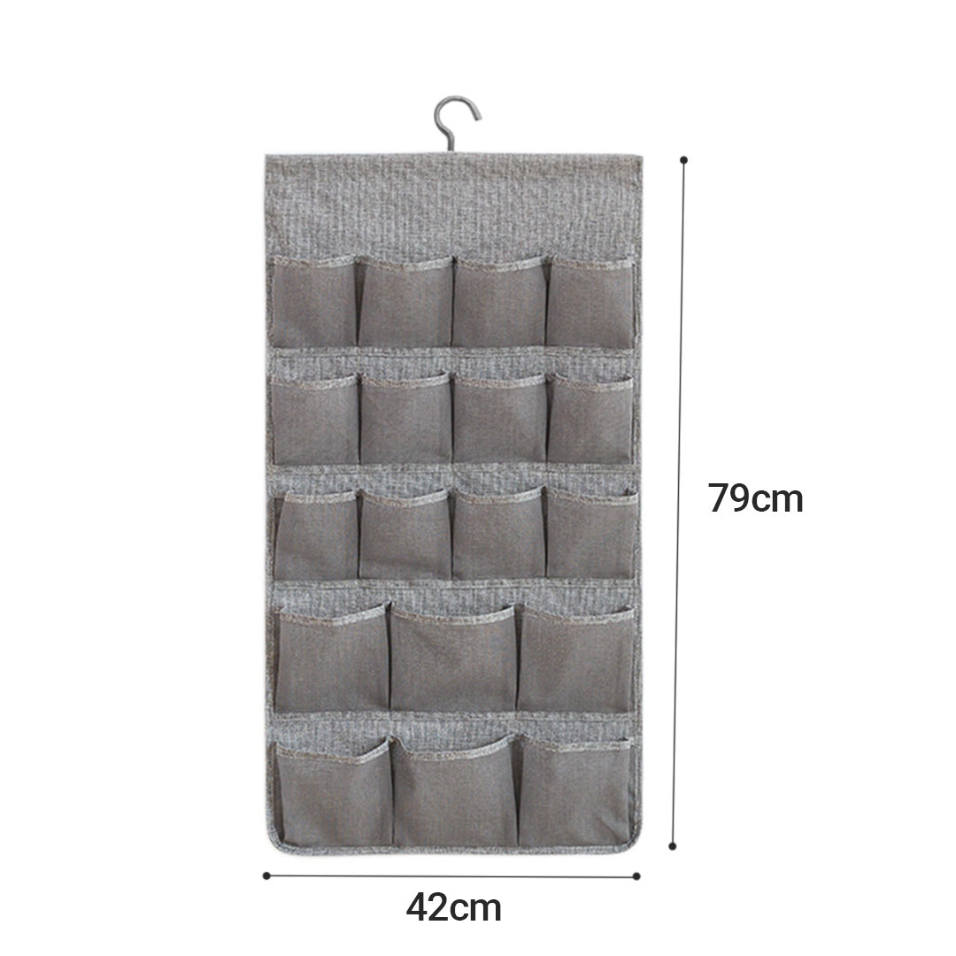 SOGA 2X Grey Double Sided Hanging Storage Bag Underwear Bra Socks Mesh Pocket Hanger Home Organiser