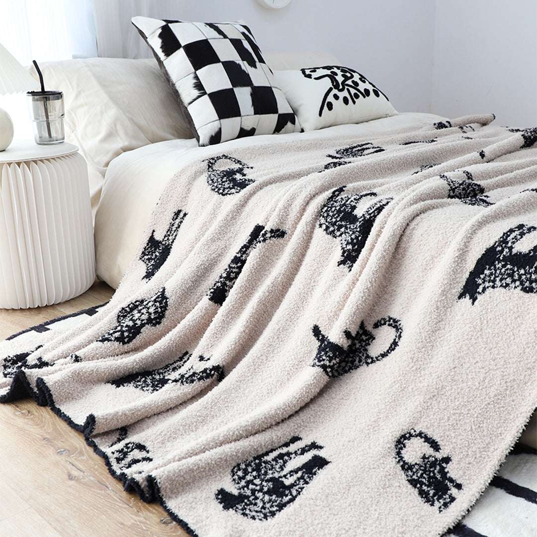 SOGA 2X Black Cream Animal Print Throw Blanket 130x180cm Polyester $ 228
