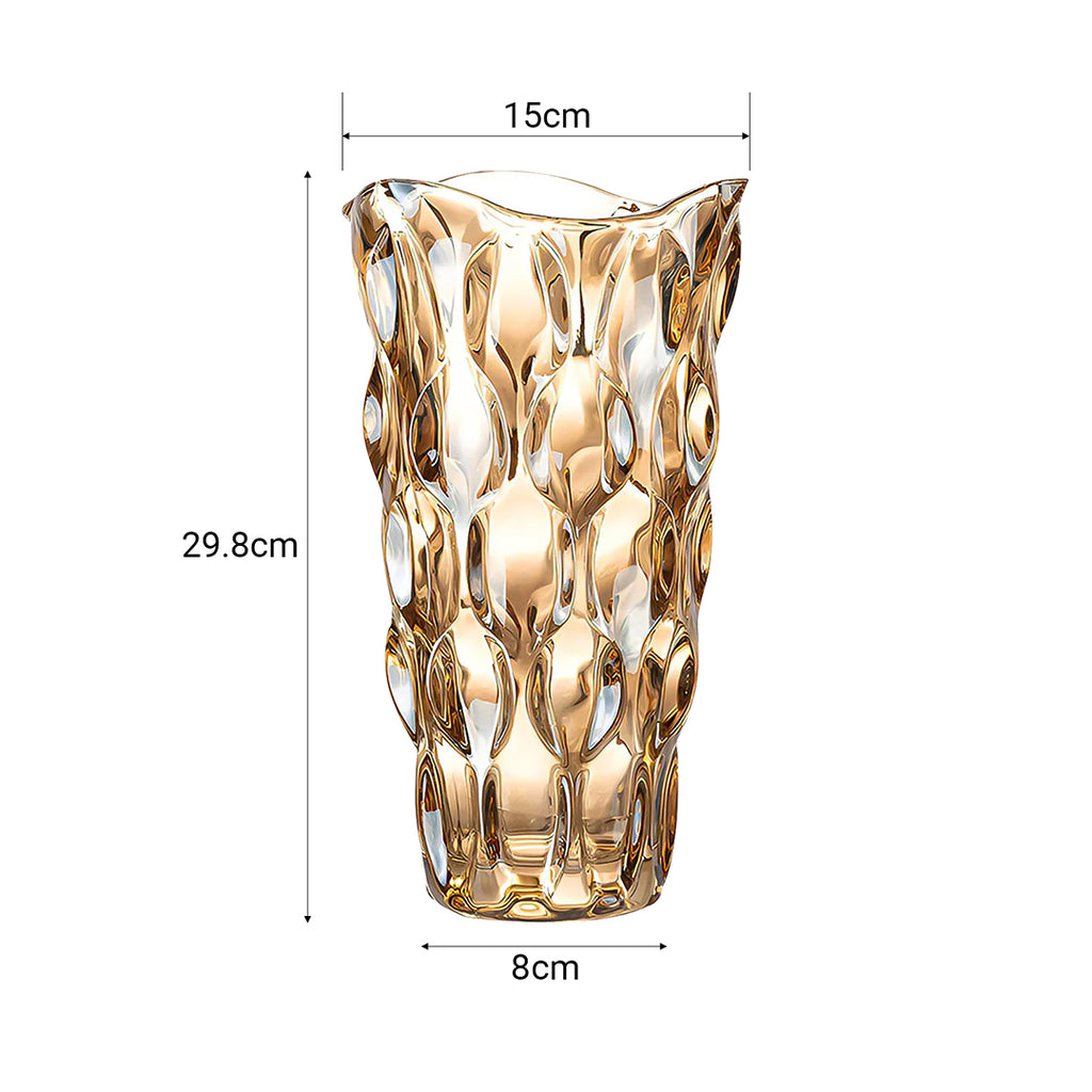 SOGA 29.8cm Golden Amber Glass Crystal Vase Elegant Modern Home Décor