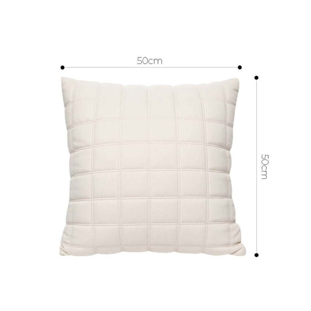 SOGA 2X 50cm Beige Quilted Grid Pattern Decorative Throw Pillow $ 119