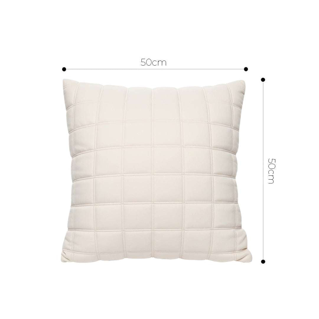 SOGA 2X 50cm Beige Quilted Grid Pattern Decorative Throw Pillow $ 119