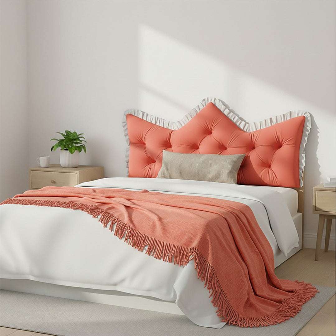 SOGA Home & Living Bundle – Pink Tufted Crown Pillow & Orange Acrylic Knitted Throw Blanket $ 0