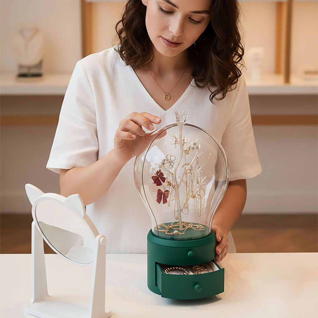 SOGA 2X Green 360 Degree 2 Layered Jewelry Storage Box Waterproof Dustproof Accessories Organiser