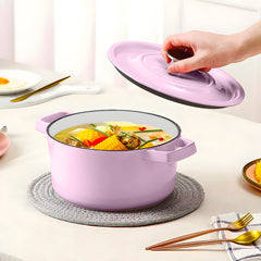 SOGA 26cm Pink Cast Iron Ceramic Stewpot Casserole Stew Cooking Pot With Lid